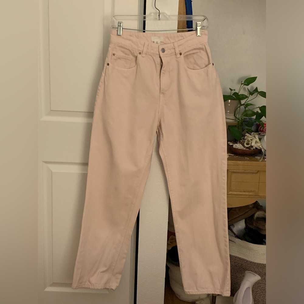 H &M light pink high waisted pants size 8
